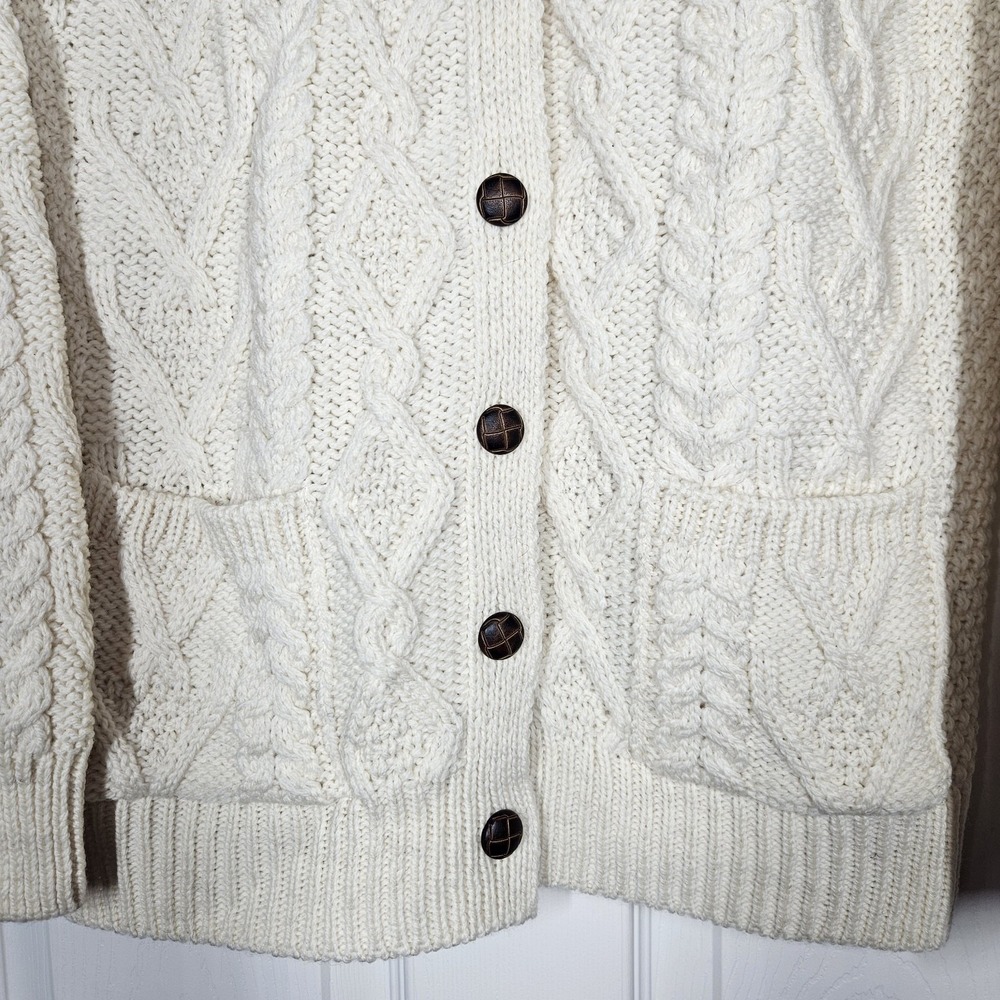 Blarney Woollen Mills Ireland 100% Merino Wool Fisherman Cardigan Sweater M NWT - Picture 4 of 9